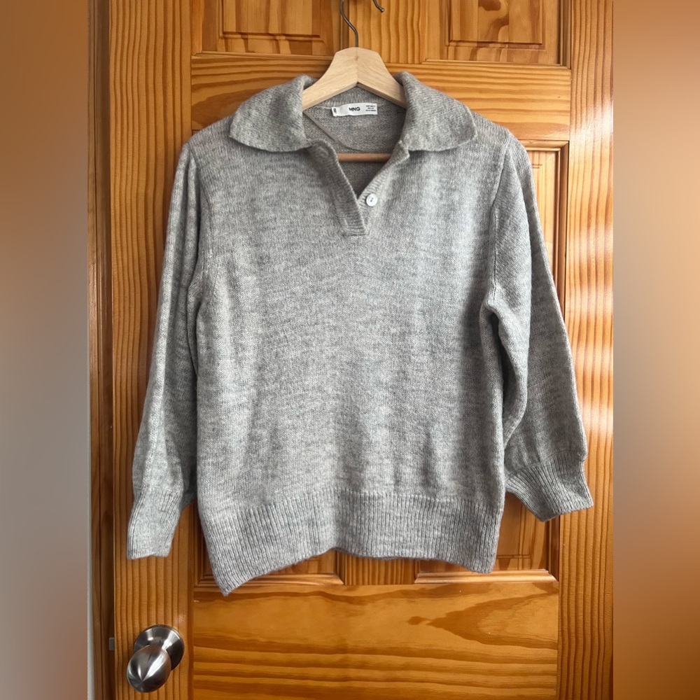 MANGO Buttoned Collar Sweater Quarter Sleeves